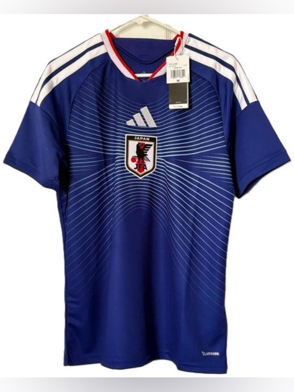 Adidas Japan Blue Home Soccer Jersey with White Stripes Slim Fit World Cup 2026